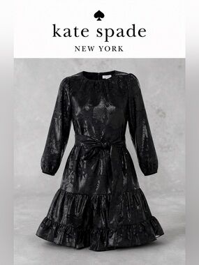 Kate Spade Full Bloom Metallic Floral Cocktail Dress Black XL